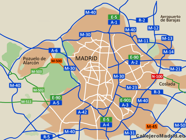 Mapa Autopistas M-40 y M-50