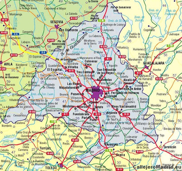 Mapa general de carreteras de la Comunidad de Madrid